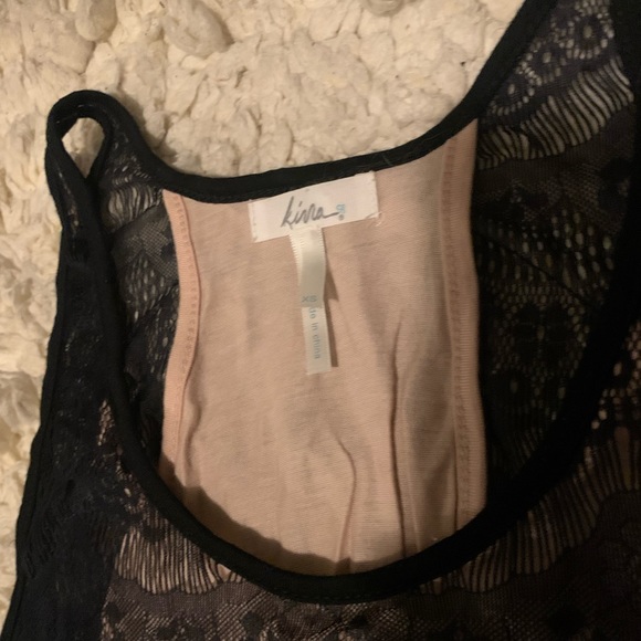 Kirra women’s double layered light pink & dark gray lace overlay tank top XS - Picture 3 of 3
